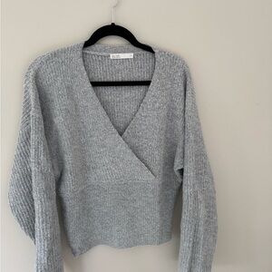 OAK + FORT Light Gray V-Neck Sweater